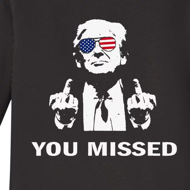 You Missed Shot Republican Pro Trump President 2024 Baby Long Sleeve Bodysuit