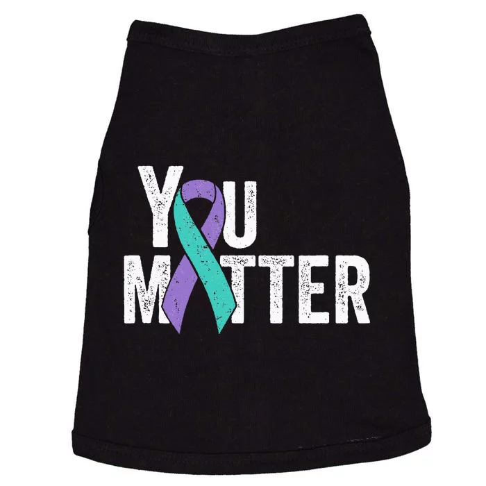 You Matter Suicide Prevention Teal Purple Awareness Ribbon Doggie Tank