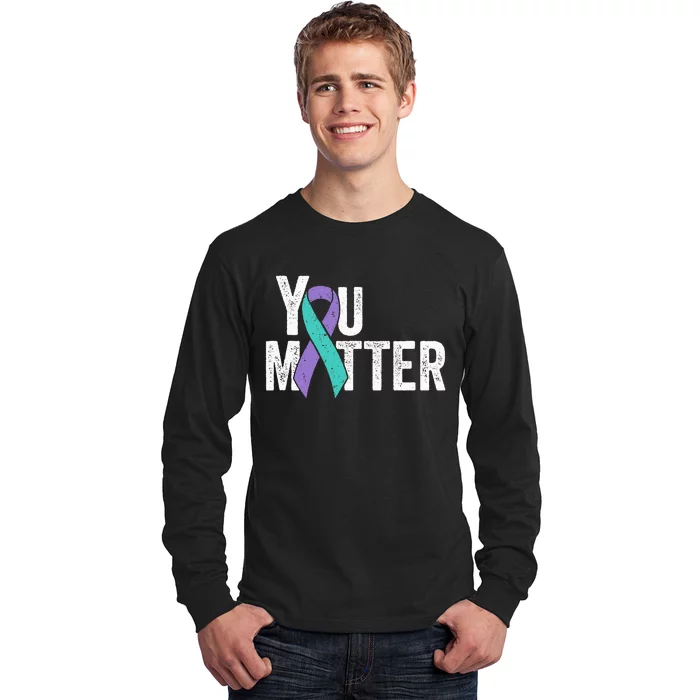 You Matter Suicide Prevention Teal Purple Awareness Ribbon Long Sleeve Shirt