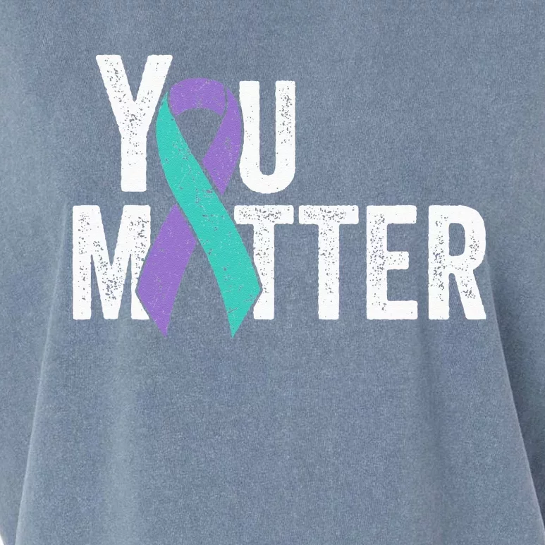 You Matter Suicide Prevention Teal Purple Awareness Ribbon Garment-Dyed Women's Muscle Tee