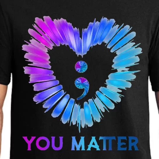 You Matter Suicide Awareness And Prevention Semicolon Heart Pajama Set