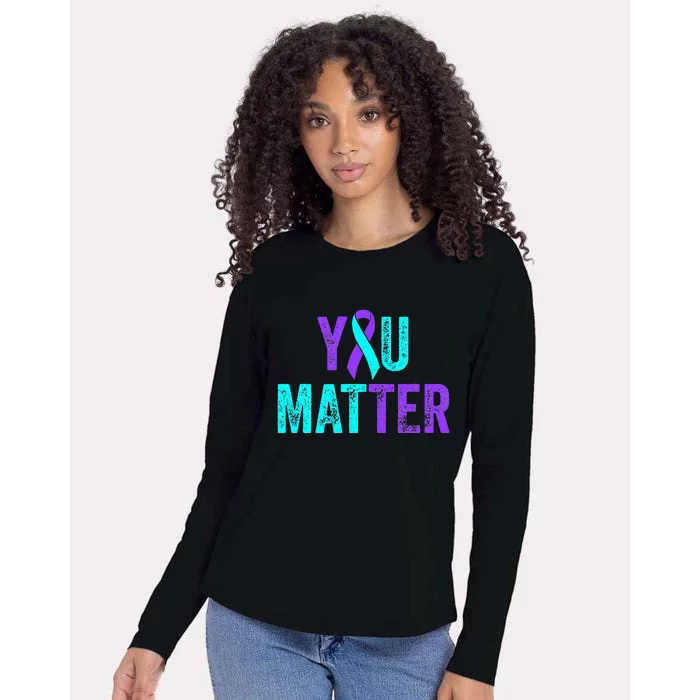 You Matter Suicide Prevention Teal Purple Awareness Ribbon Womens Cotton Relaxed Long Sleeve T-Shirt