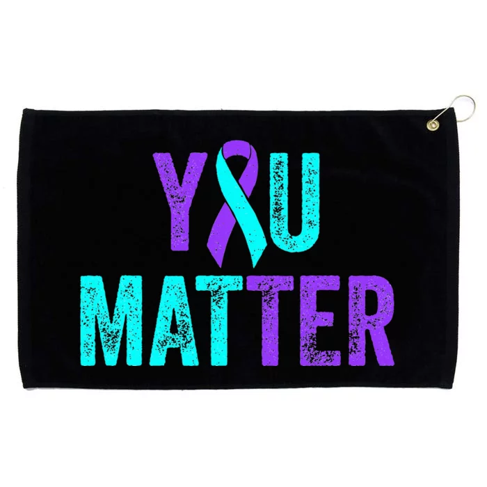 You Matter Suicide Prevention Teal Purple Awareness Ribbon Grommeted Golf Towel