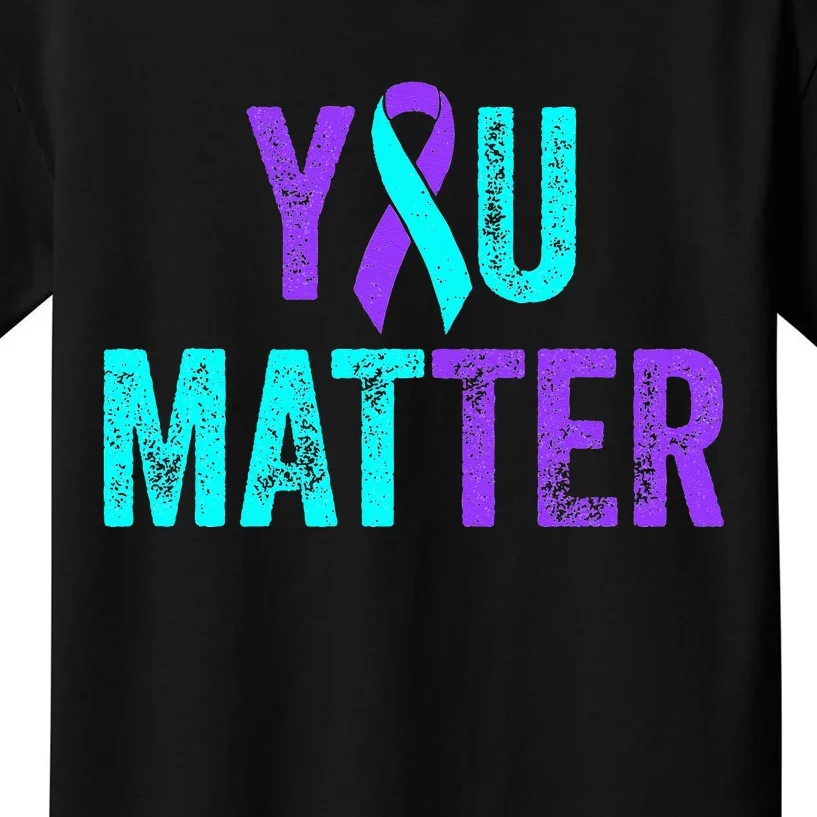 You Matter Suicide Prevention Teal Purple Awareness Ribbon Kids T-Shirt