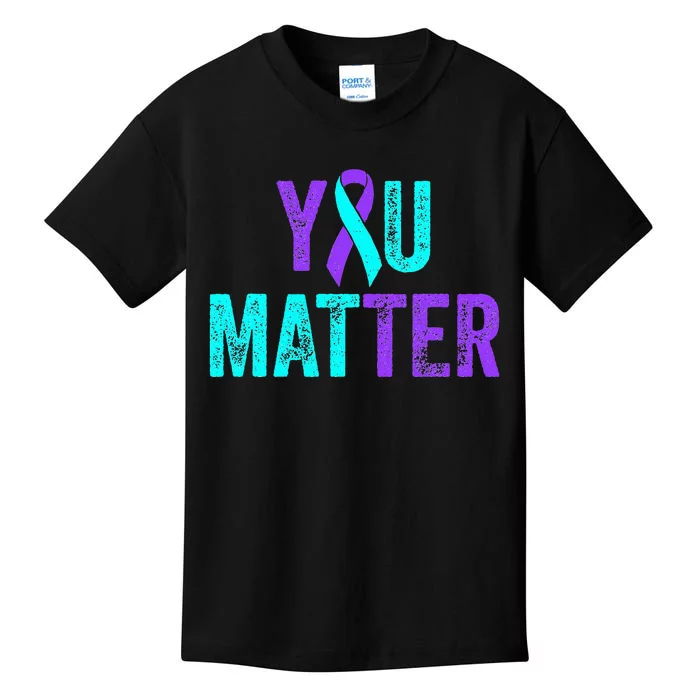 You Matter Suicide Prevention Teal Purple Awareness Ribbon Kids T-Shirt