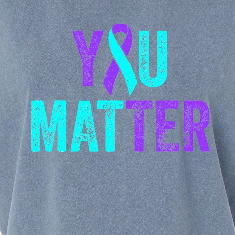 You Matter Suicide Prevention Teal Purple Awareness Ribbon Garment-Dyed Women's Muscle Tee