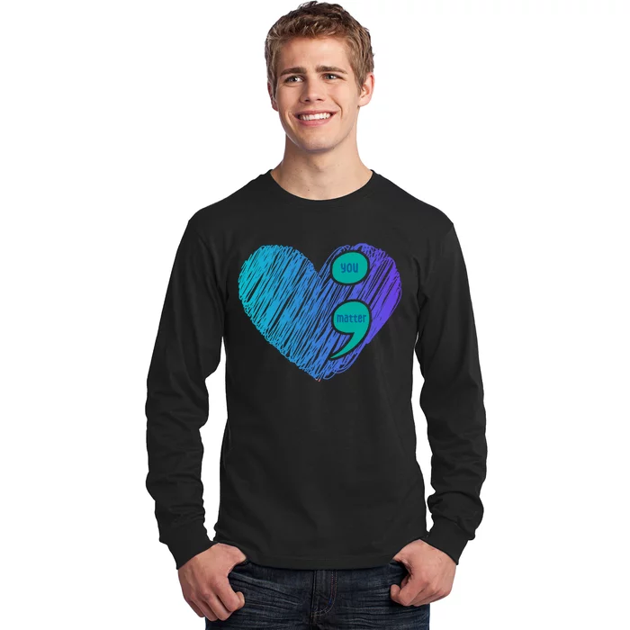 You Matter Semi Colon Heart Suicide Awareness Prevention Long Sleeve Shirt