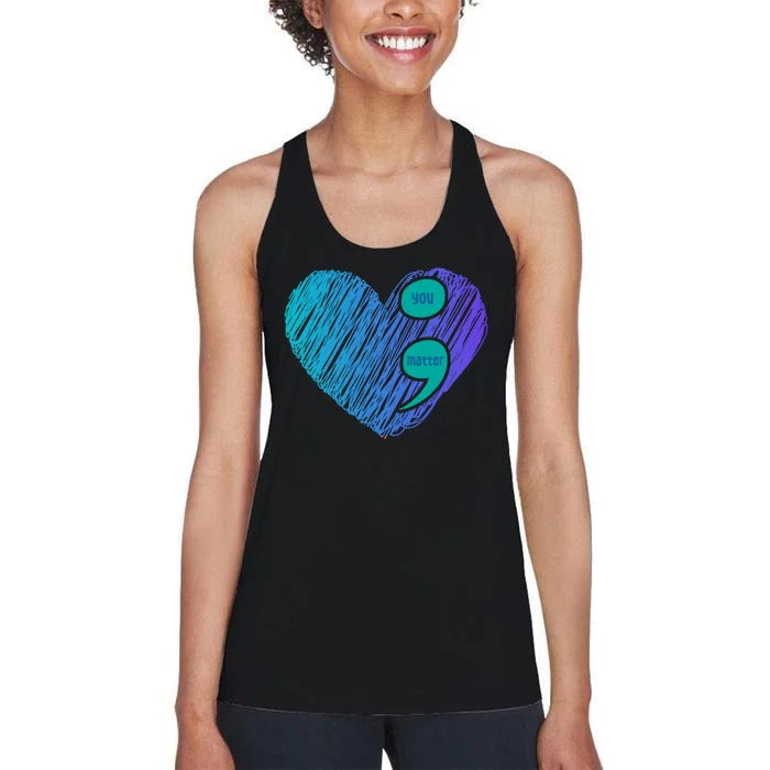 You Matter Semi Colon Heart Suicide Awareness Prevention Women's Racerback Tank