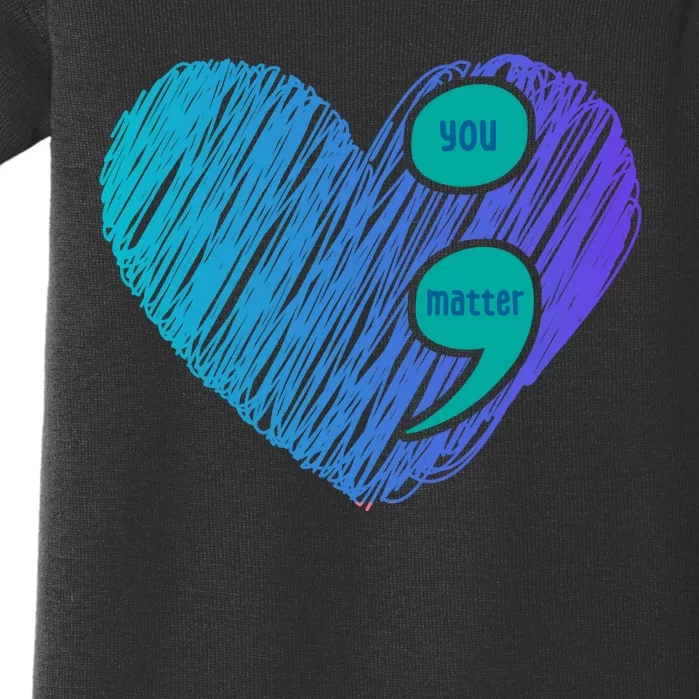 You Matter Semi Colon Heart Suicide Awareness Prevention Baby Bodysuit