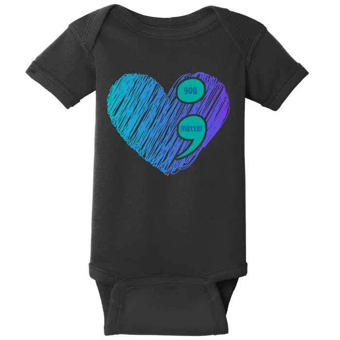 You Matter Semi Colon Heart Suicide Awareness Prevention Baby Bodysuit