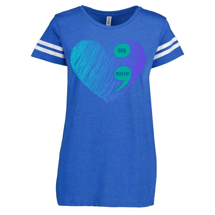 You Matter Semi Colon Heart Suicide Awareness Prevention Enza Ladies Jersey Football T-Shirt