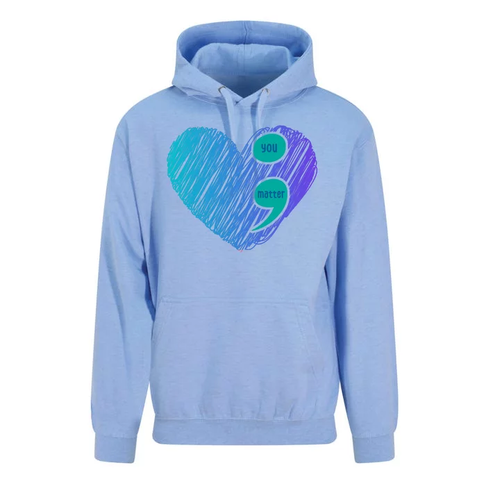 You Matter Semi Colon Heart Suicide Awareness Prevention Unisex Surf Hoodie