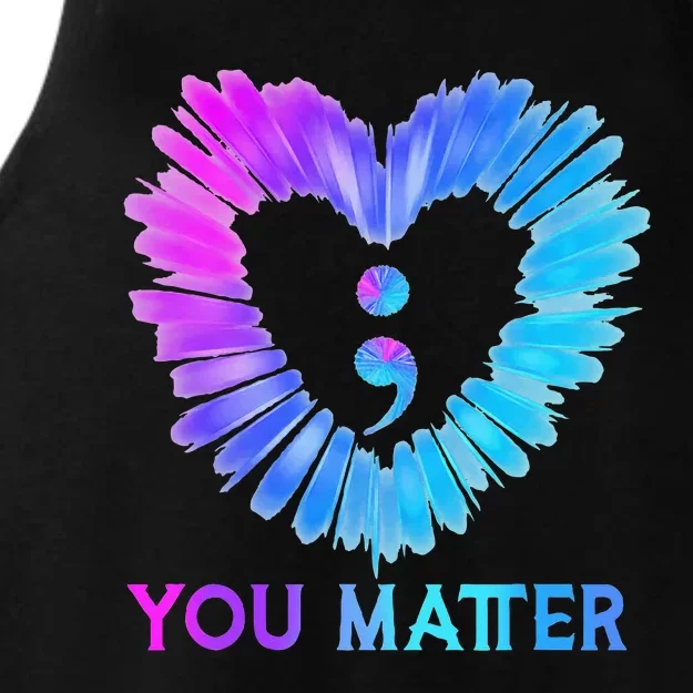 You Matter Suicide Prevention Awareness Teal Purple Heart Ladies Tri-Blend Wicking Tank