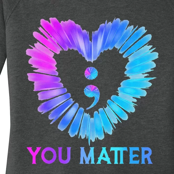 You Matter Suicide Prevention Awareness Teal Purple Heart Women's Perfect Tri Tunic Long Sleeve Shirt