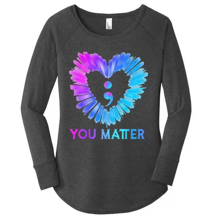 You Matter Suicide Prevention Awareness Teal Purple Heart Women's Perfect Tri Tunic Long Sleeve Shirt