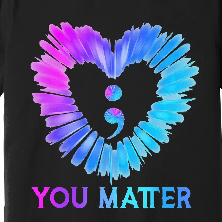 You Matter Suicide Prevention Awareness Teal Purple Heart Premium T-Shirt