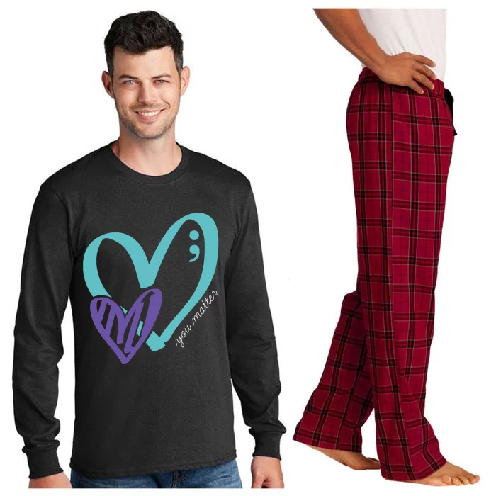 You Matter Suicide Prevention Awareness Teal Purple Heart Long Sleeve Pajama Set