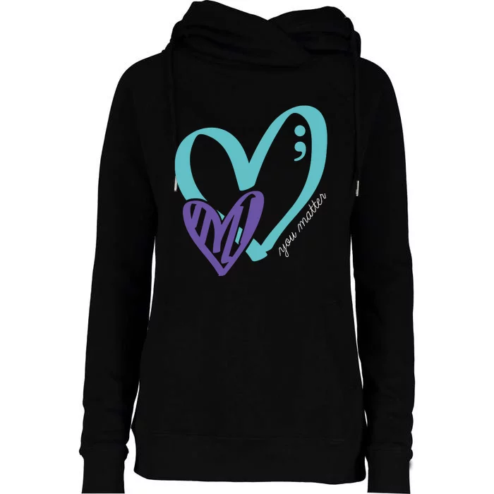 You Matter Suicide Prevention Awareness Teal Purple Heart Womens Funnel Neck Pullover Hood