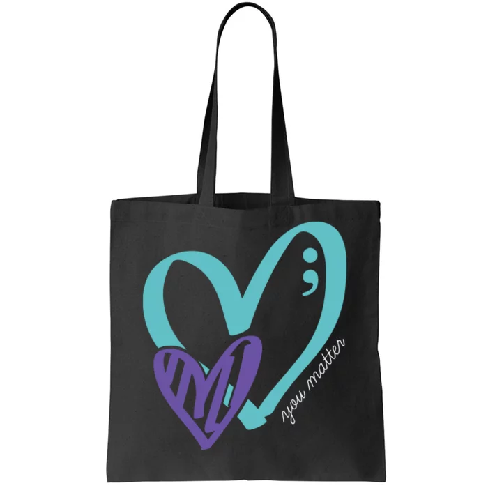 You Matter Suicide Prevention Awareness Teal Purple Heart Tote Bag