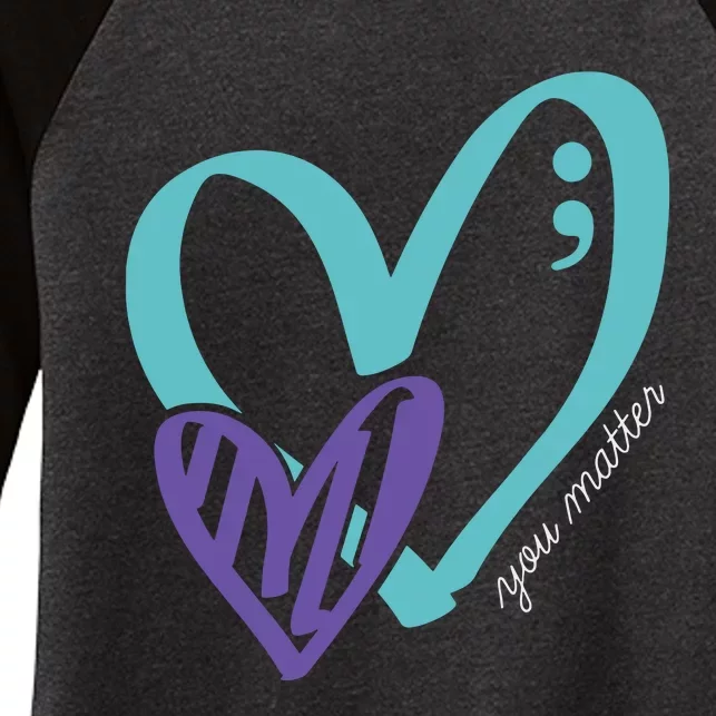 You Matter Suicide Prevention Awareness Teal Purple Heart Women's Tri-Blend 3/4-Sleeve Raglan Shirt