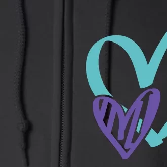 You Matter Suicide Prevention Awareness Teal Purple Heart Full Zip Hoodie