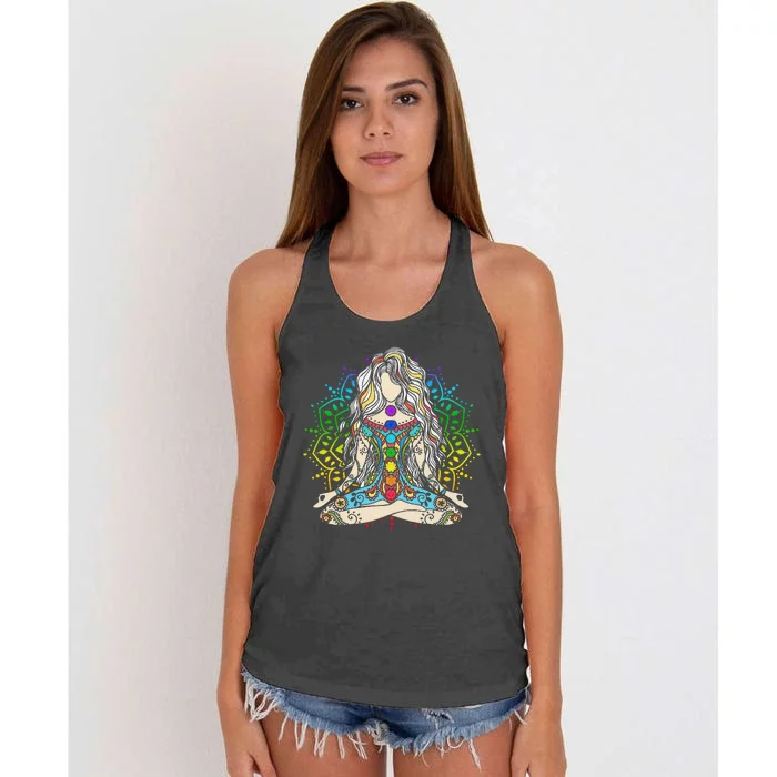 Yoga Meditation Spiritual Body Energy Chakra Buddha Women's Knotted Racerback Tank