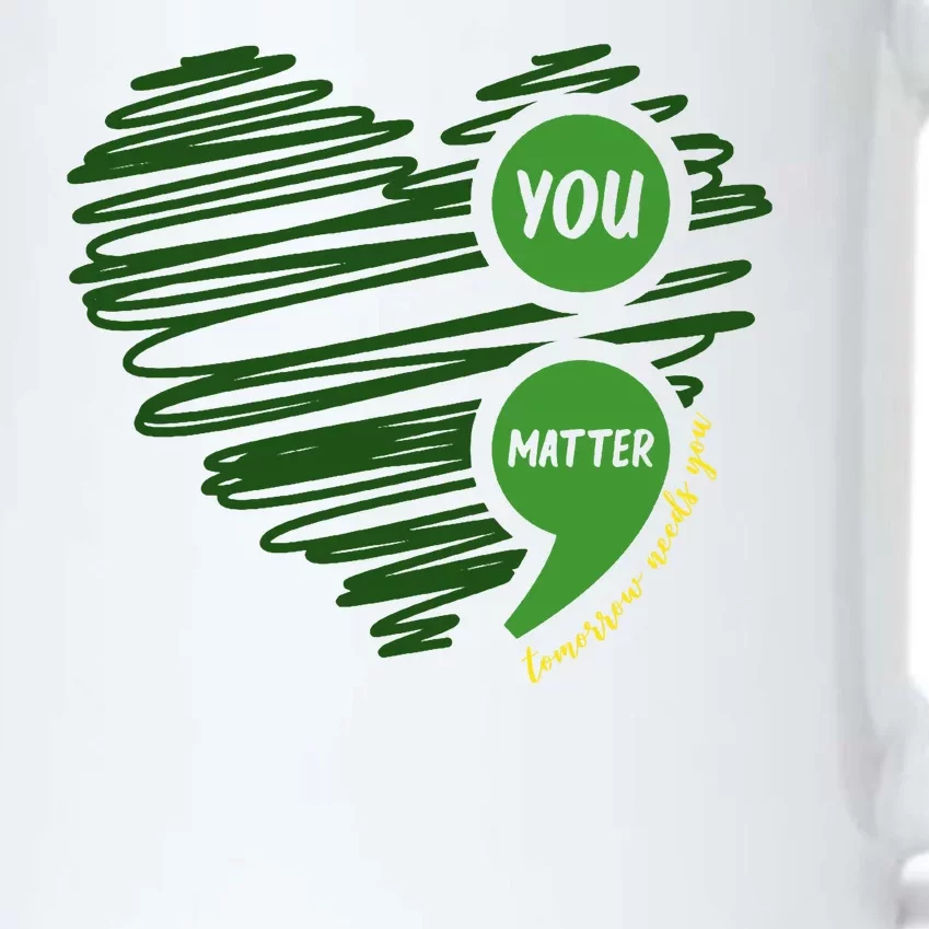 You Matter Semicolon Heart Mental Health Awareness Black Color Changing Mug