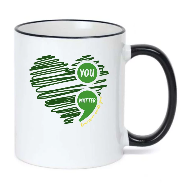 You Matter Semicolon Heart Mental Health Awareness Black Color Changing Mug