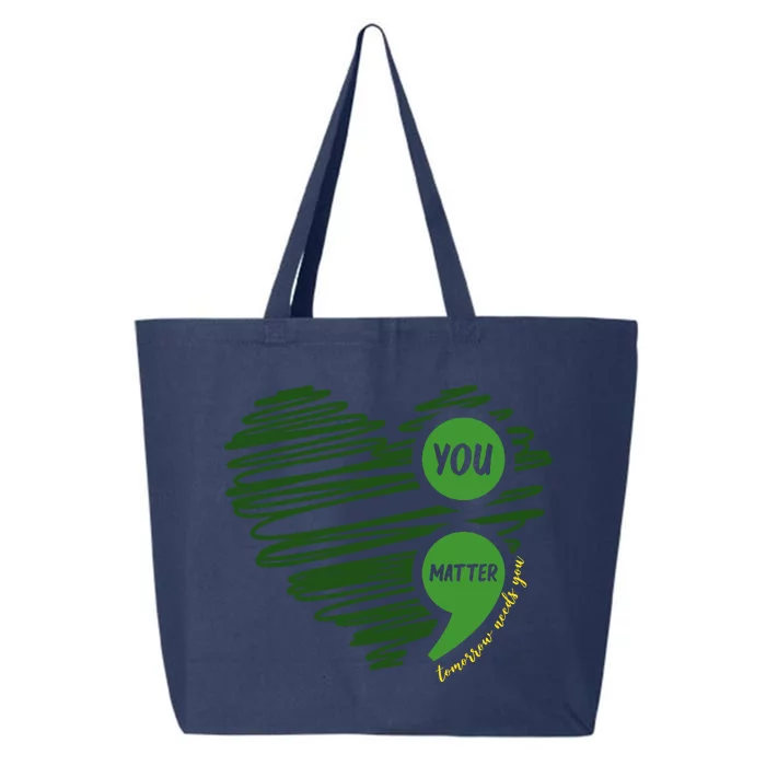 You Matter Semicolon Heart Mental Health Awareness 25L Jumbo Tote