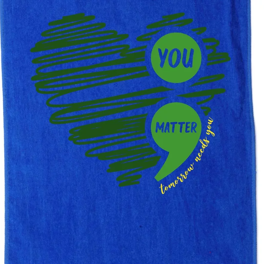 You Matter Semicolon Heart Mental Health Awareness Platinum Collection Golf Towel