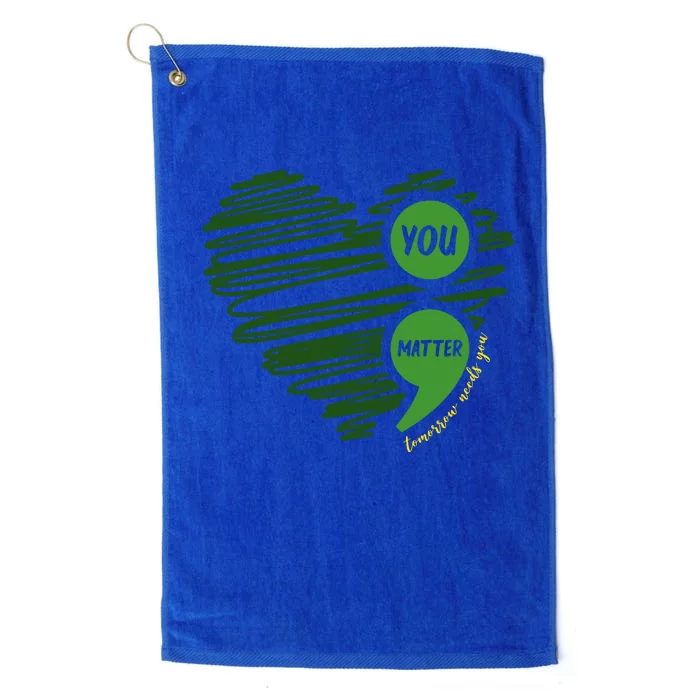 You Matter Semicolon Heart Mental Health Awareness Platinum Collection Golf Towel