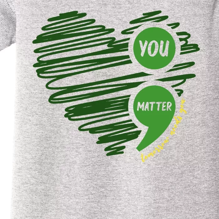 You Matter Semicolon Heart Mental Health Awareness Baby Bodysuit