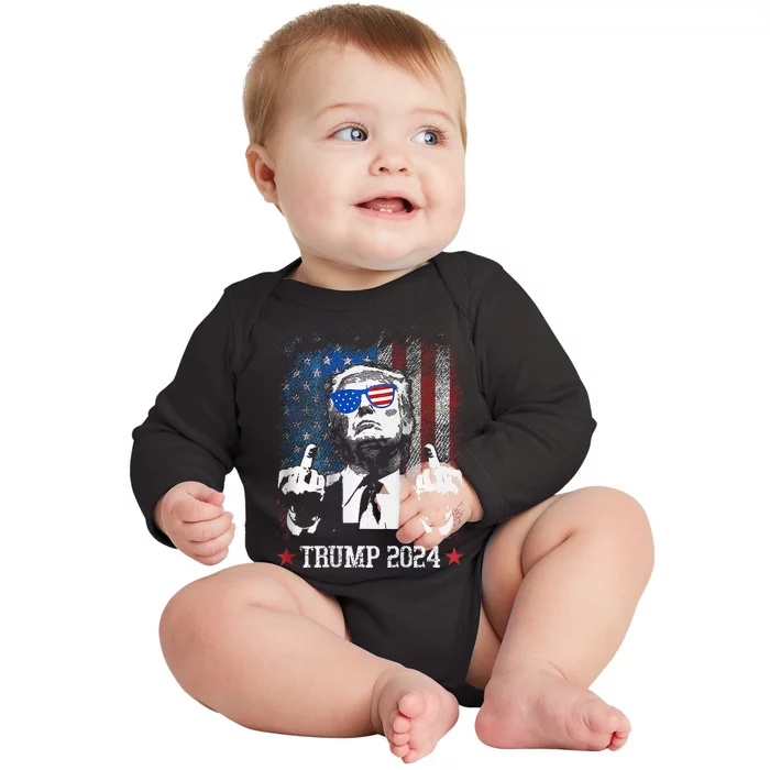 You Missed Shot Republican Pro Trump President 2024 Baby Long Sleeve Bodysuit