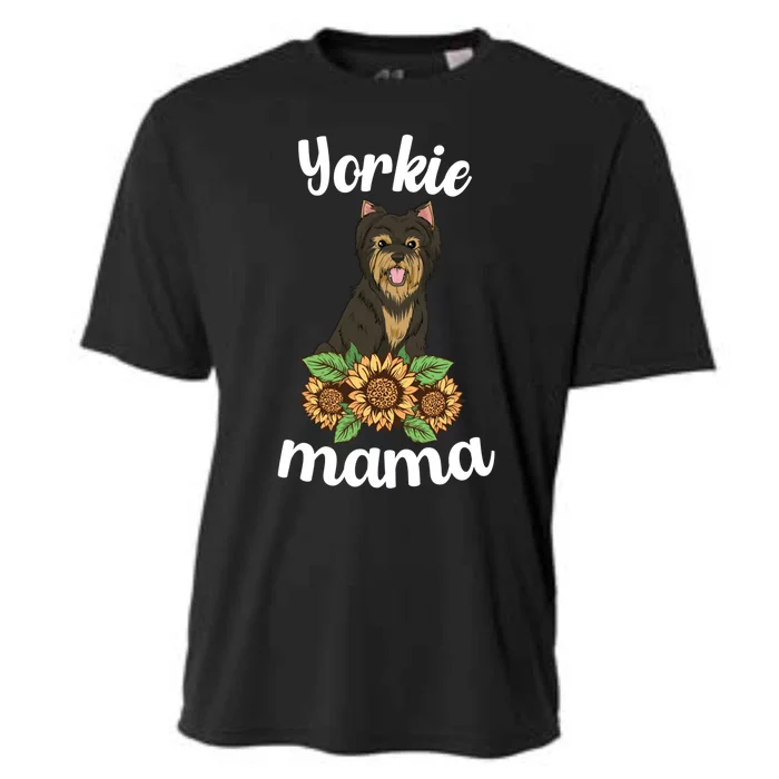 Yorkie Mama Sunflower Mothers Day Yorkshire Terrier Mom Fun Gift Cooling Performance Crew T-Shirt