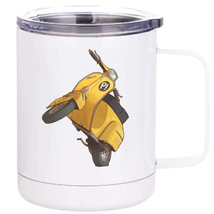 Yellow Motor Scooter Front & Back 12oz Stainless Steel Tumbler Cup