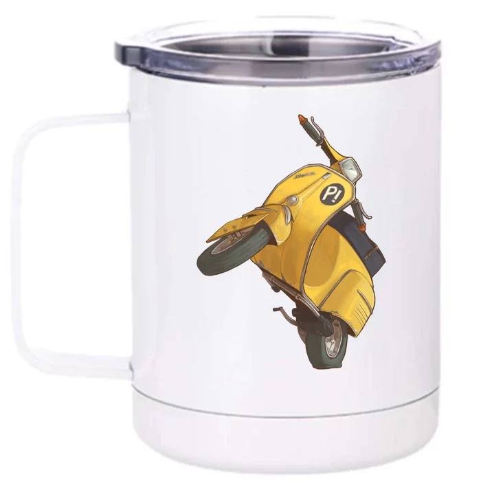 Yellow Motor Scooter Front & Back 12oz Stainless Steel Tumbler Cup