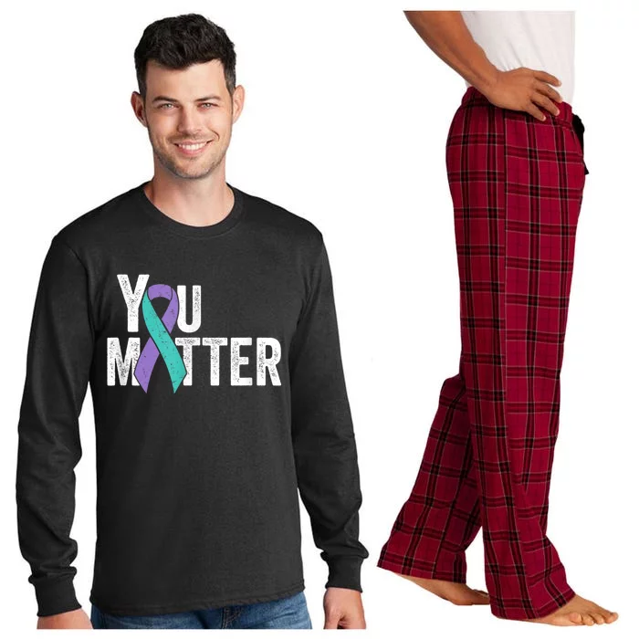 You Matter - Suicide Prevention Teal Purple Awareness Ribbon Long Sleeve Pajama Set