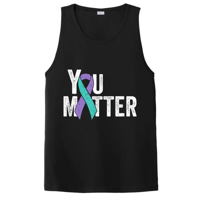 You Matter - Suicide Prevention Teal Purple Awareness Ribbon Performance Tank