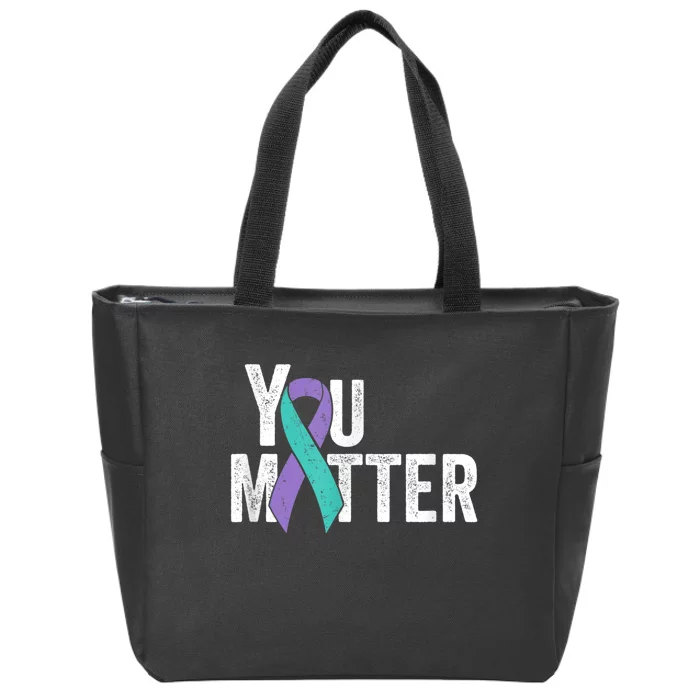 You Matter - Suicide Prevention Teal Purple Awareness Ribbon Zip Tote Bag