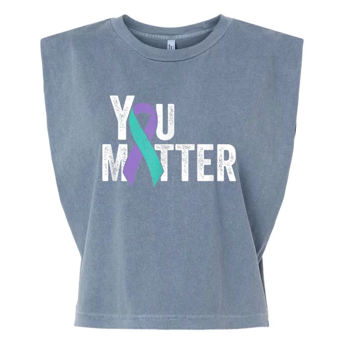 You Matter - Suicide Prevention Teal Purple Awareness Ribbon Garment-Dyed Women's Muscle Tee