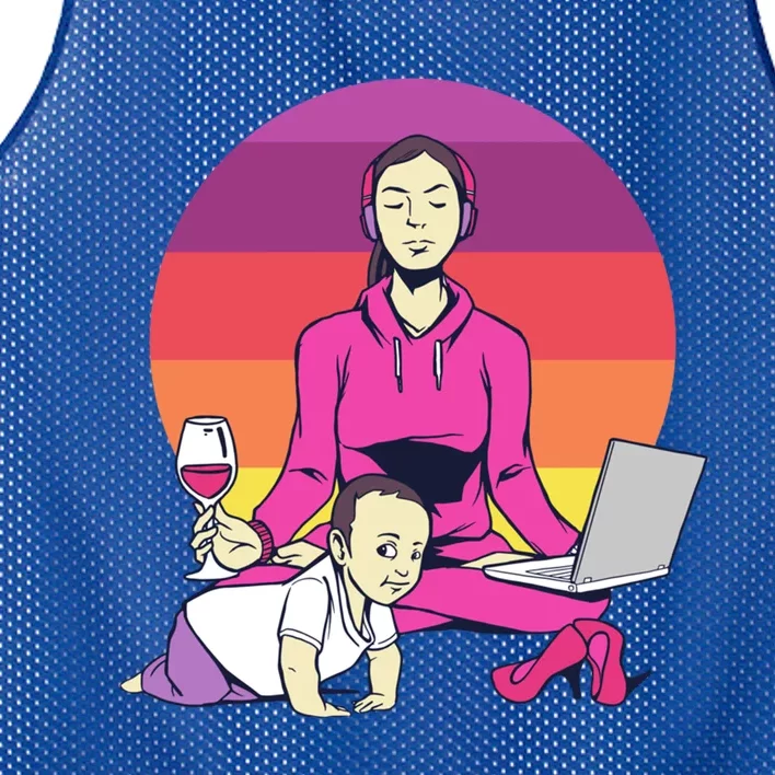 Yoga Mama Spiritual Saying Meditation Mother Meaningful Gift Mesh Reversible Basketball Jersey Tank