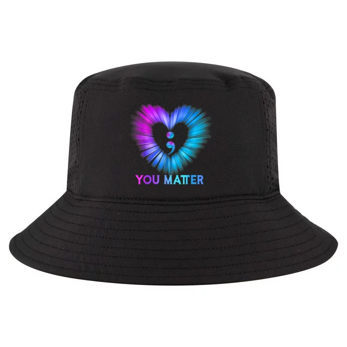 You Matter Suicide Prevention Awareness Teal Purple Heart Cool Comfort Performance Bucket Hat