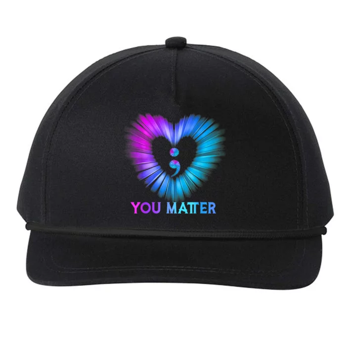 You Matter Suicide Prevention Awareness Teal Purple Heart Snapback Five-Panel Rope Hat