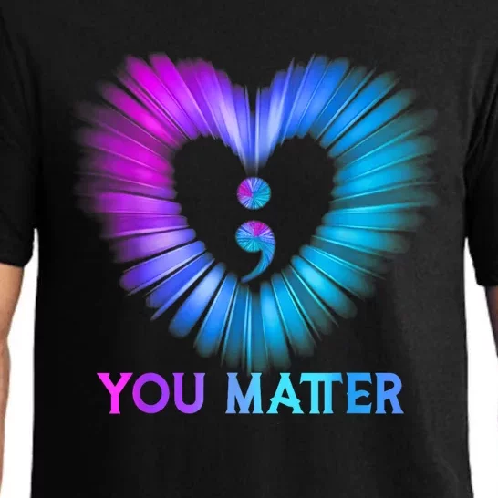 You Matter Suicide Prevention Awareness Teal Purple Heart Pajama Set