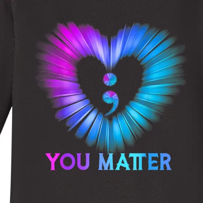 You Matter Suicide Prevention Awareness Teal Purple Heart Baby Long Sleeve Bodysuit