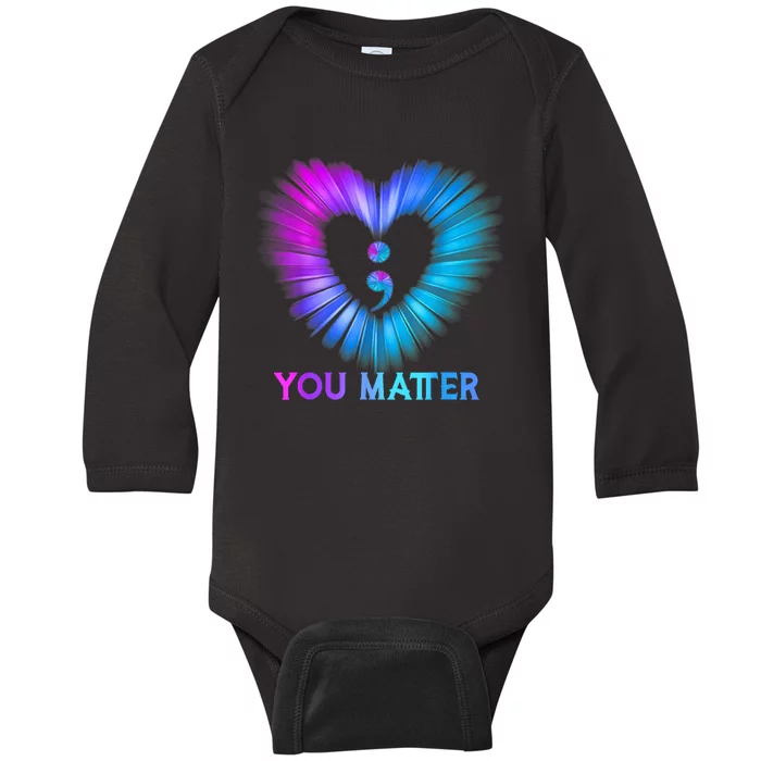 You Matter Suicide Prevention Awareness Teal Purple Heart Baby Long Sleeve Bodysuit