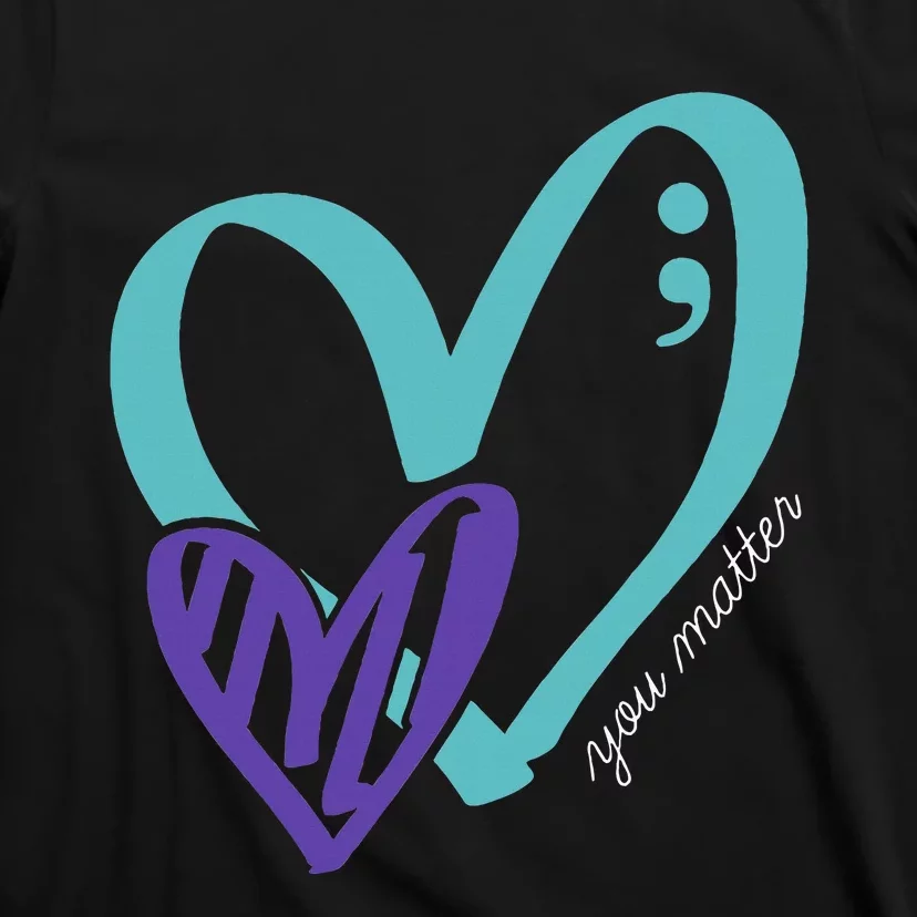 You Matter Suicide Prevention Awareness Teal Purple Heart T-Shirt