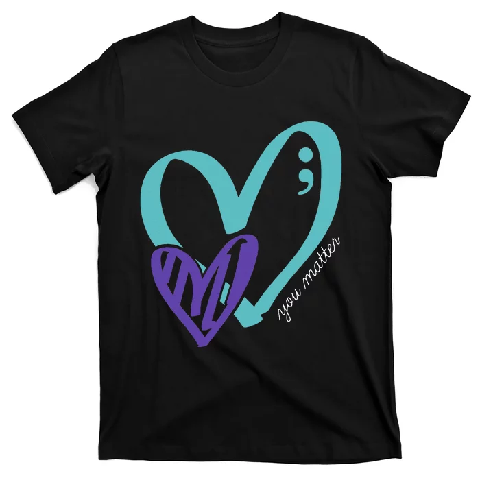 You Matter Suicide Prevention Awareness Teal Purple Heart T-Shirt