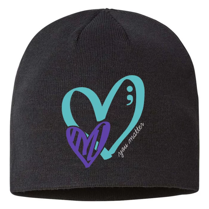 You Matter Suicide Prevention Awareness Teal Purple Heart 8 1/2in Sustainable Knit Beanie