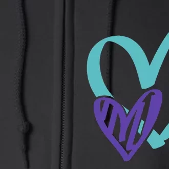 You Matter Suicide Prevention Awareness Teal Purple Heart Full Zip Hoodie